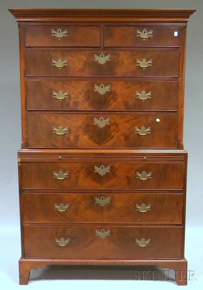 Appraisal: Georgian-style Mahogany and Mahogany Veneer Chest-on-Chest ht wd dp in