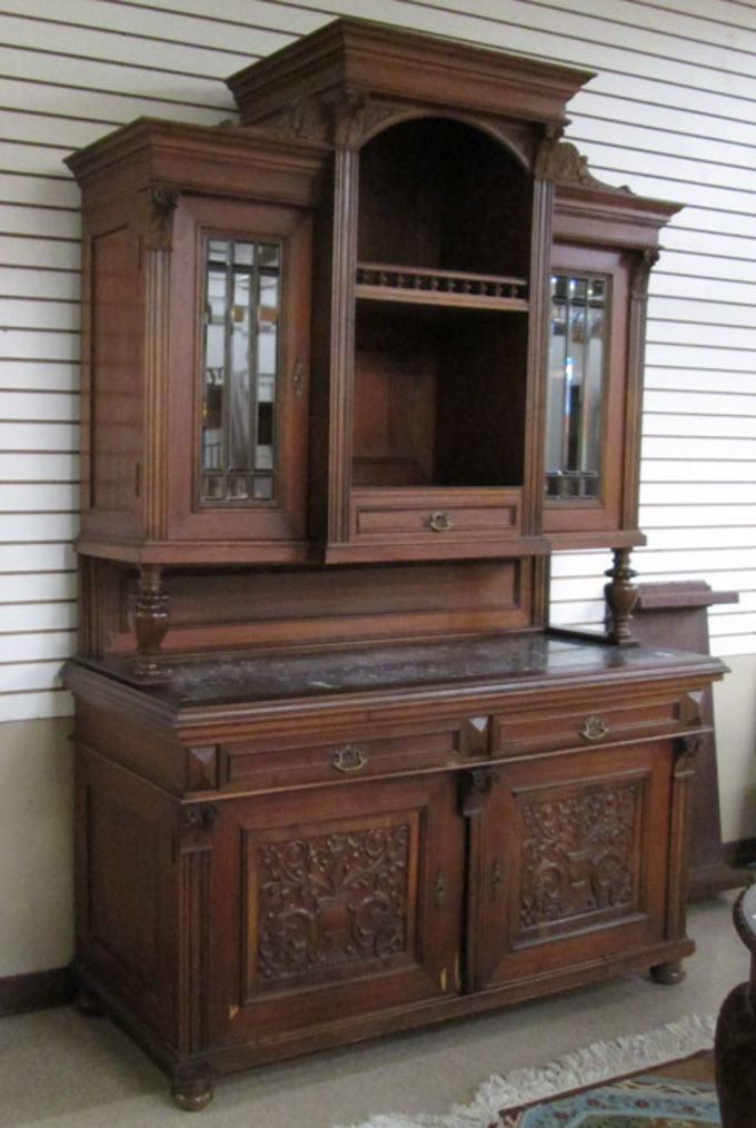 Appraisal: LARGE WALNUT SIDEBOARD Renaissance style German late th century in