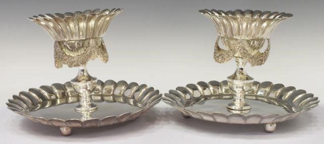 Appraisal: pair Spanish Colonial style silver-tone metal braserillo lobed ember cinder