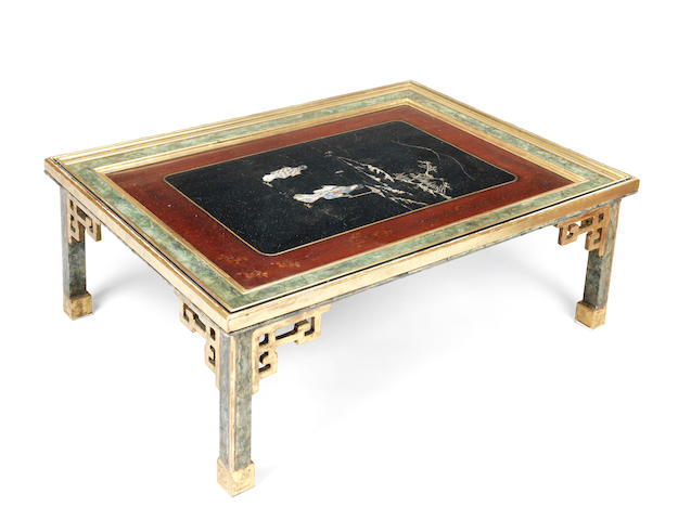 Appraisal: A parcel gilt ebonised and mother of pearl inlaid coffee