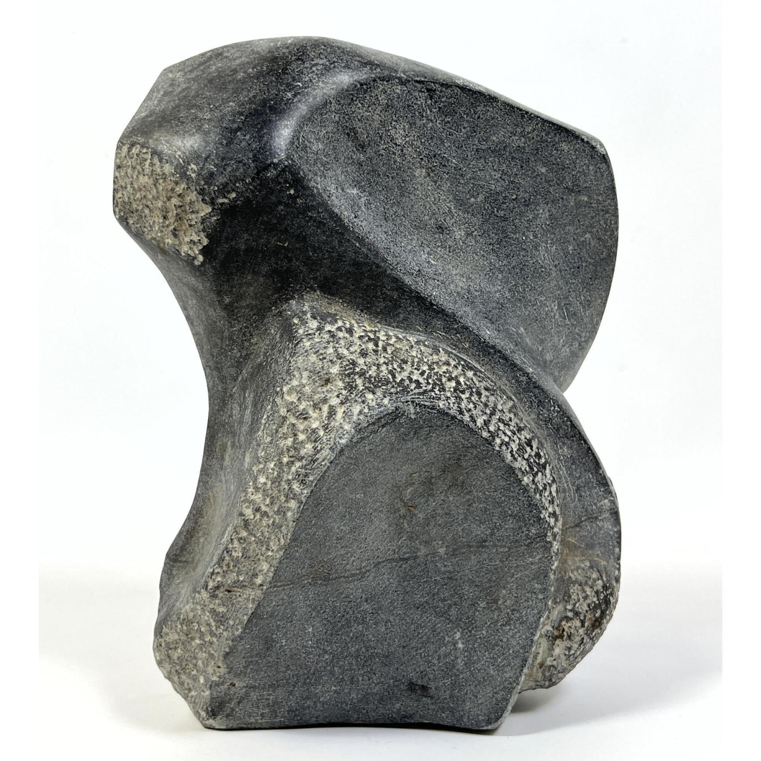 Appraisal: Carved Stone Abstract Modernist Sculpture Polished and textured finish Dimensions