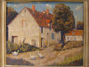 Appraisal: Norman Lloyd - Oil on canvas titled 'French village scene