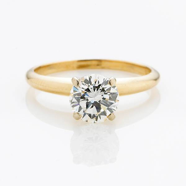 Appraisal: A diamond solitaire ring round brilliant-cut diamond weighing an estimated