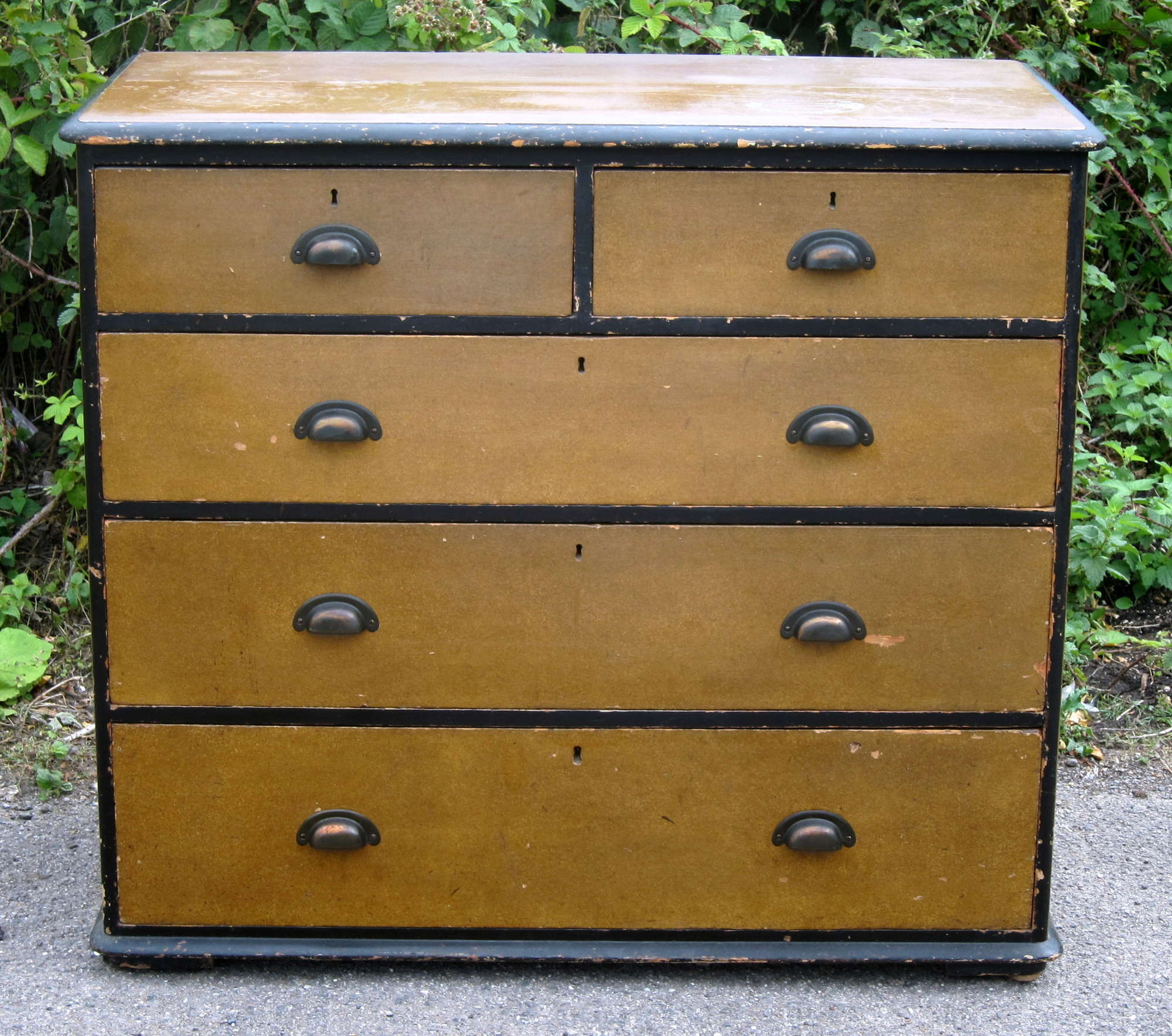 Appraisal: Stained chest of two short over three long graduated drawers