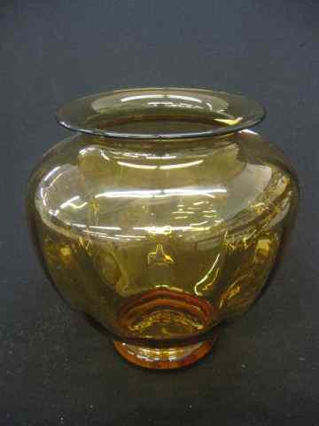 Appraisal: Steuben Golden Amber Art Glass Vase slight ribbed design ''