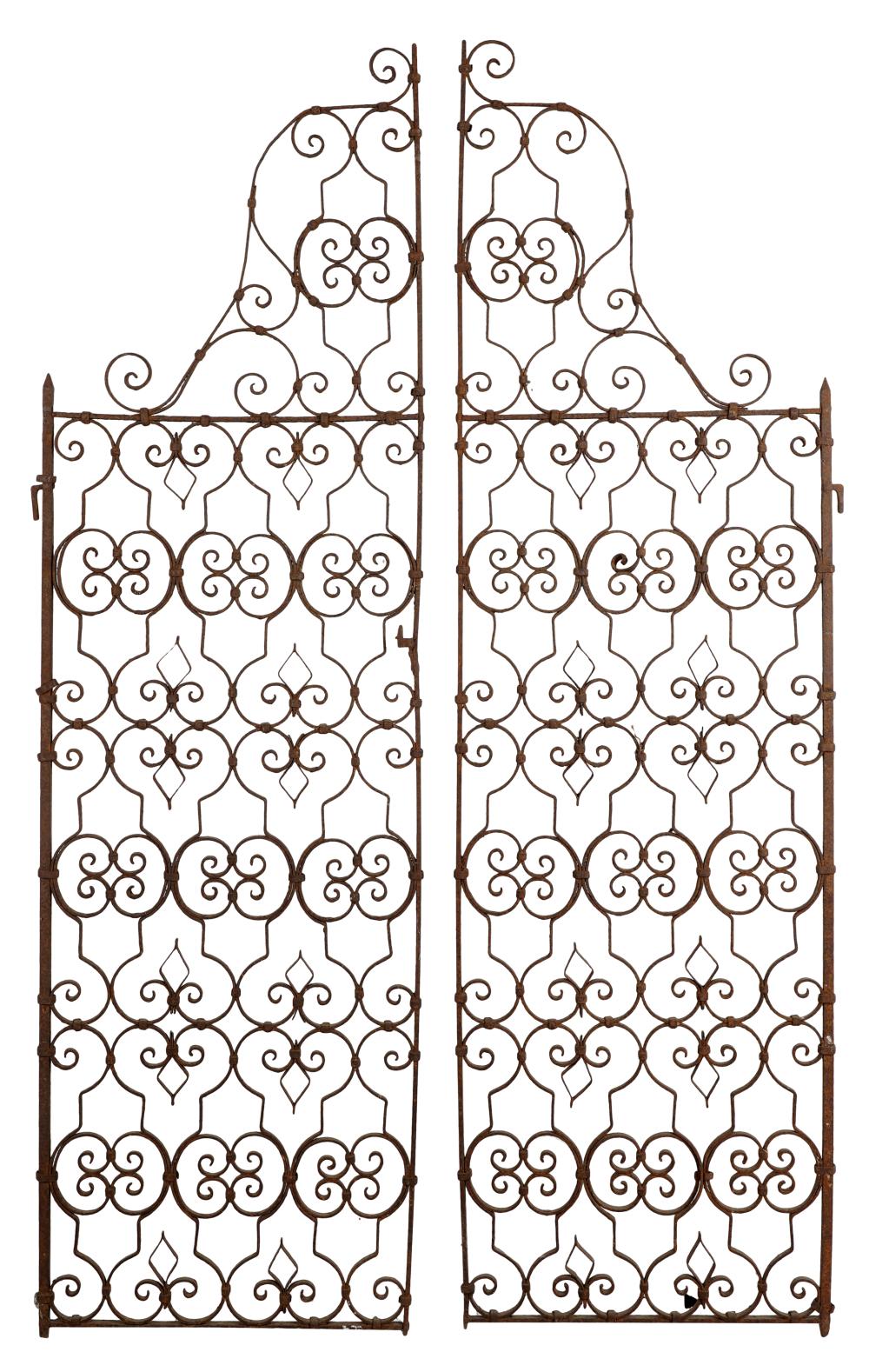 Appraisal: PAIR OF WROUGHT IRON GATESCondition heavy oxidation throughout no latch