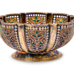 Appraisal: A Russian Plique- -Jour Enameled Silver-Gilt Bowl Mark of Ivan