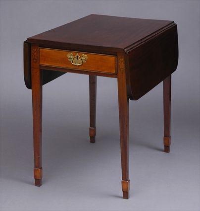 Appraisal: GEORGE III INLAID MAHOGANY PEMBROKE TABLE With leaves the satinwood