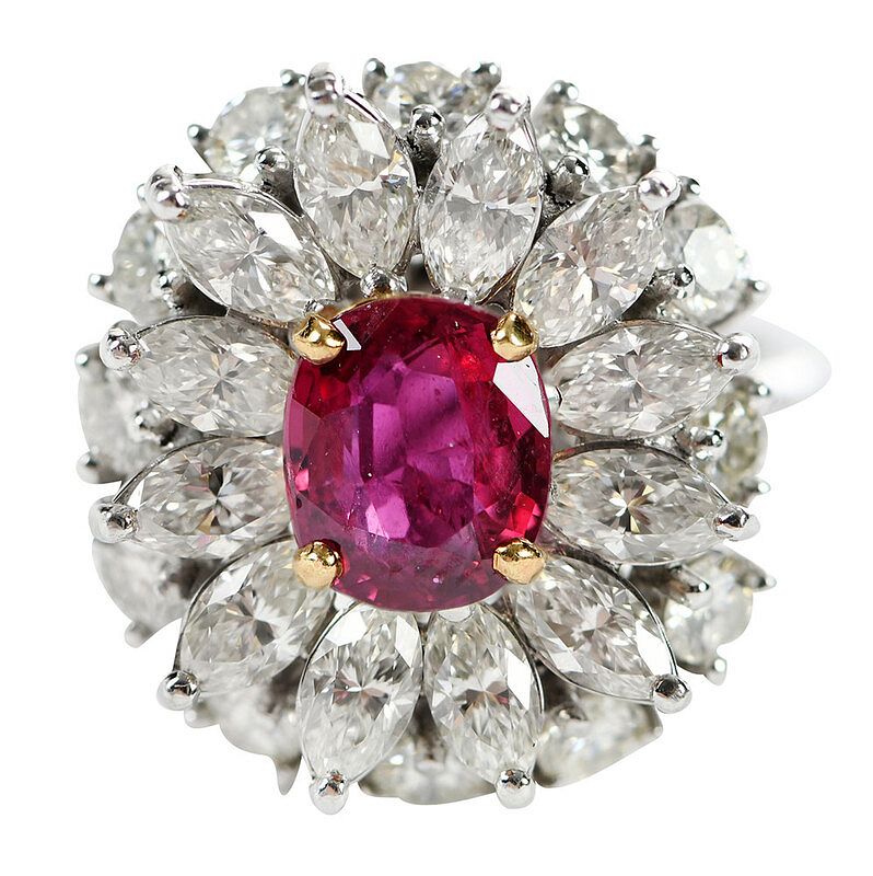 Appraisal: Platinum Ruby and Diamond Ring center oval cut ruby approx