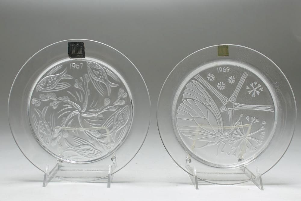 Appraisal: Lalique Crystal Annual Collector Plates MIB Lalique France colorless glass