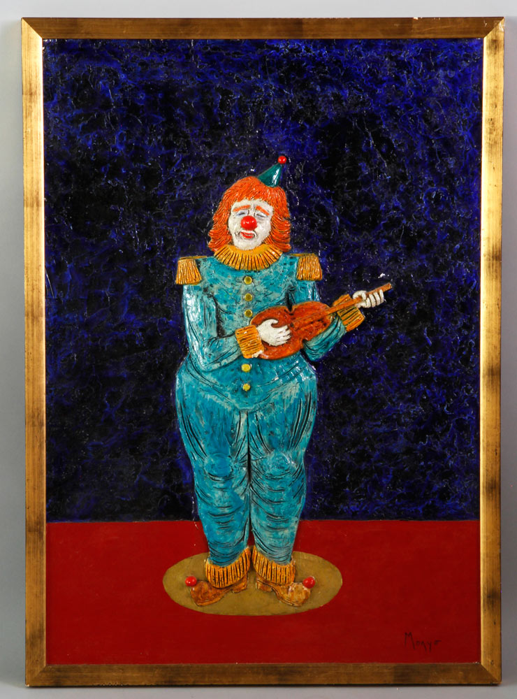 Appraisal: - Prince Monyo Clown with Violin Painting Prince Monyo Clown