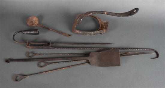 Appraisal: Seven th and th century wrought iron kitchen implements and