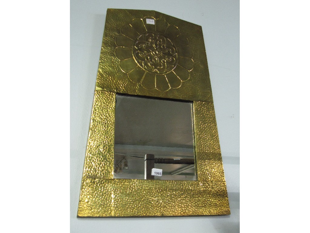 Appraisal: Hammered brass wall mirror