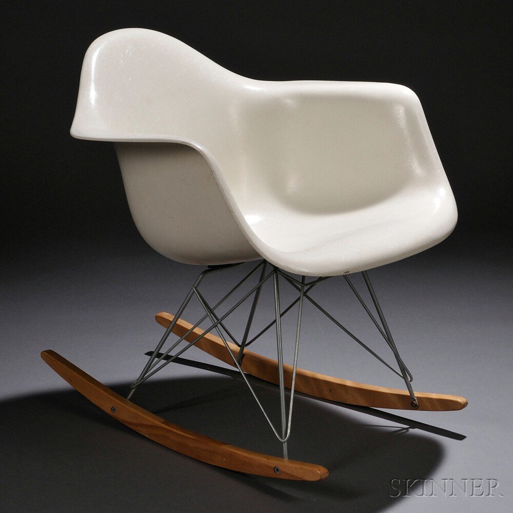 Appraisal: Eames Rocker Fiberglass metal and wood Herman Miller Zeeland Michigan