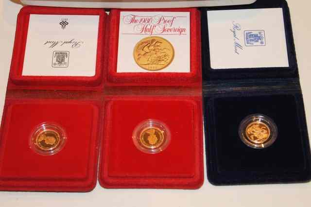 Appraisal: THREE PROOF HALF SOVEREIGNS two from and one from all