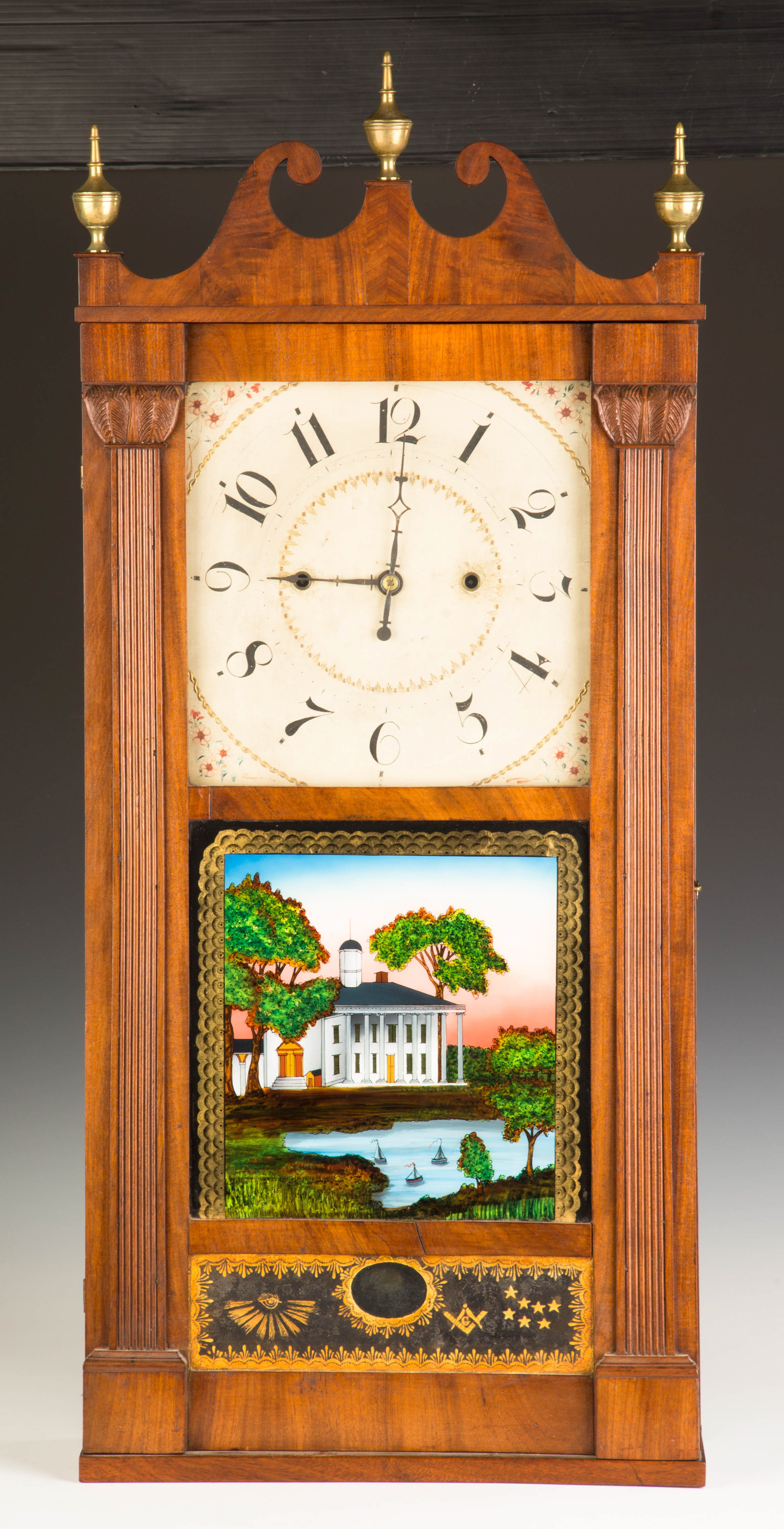 Appraisal: Jerome Darrow Co Transitional Shelf Clock Mahogany case fluted and