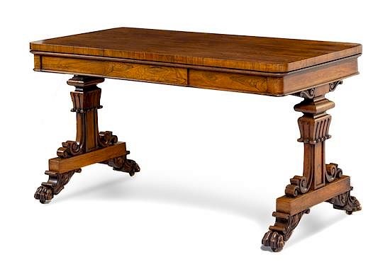 Appraisal: A Regency Rosewood Library Table Height x width x depth