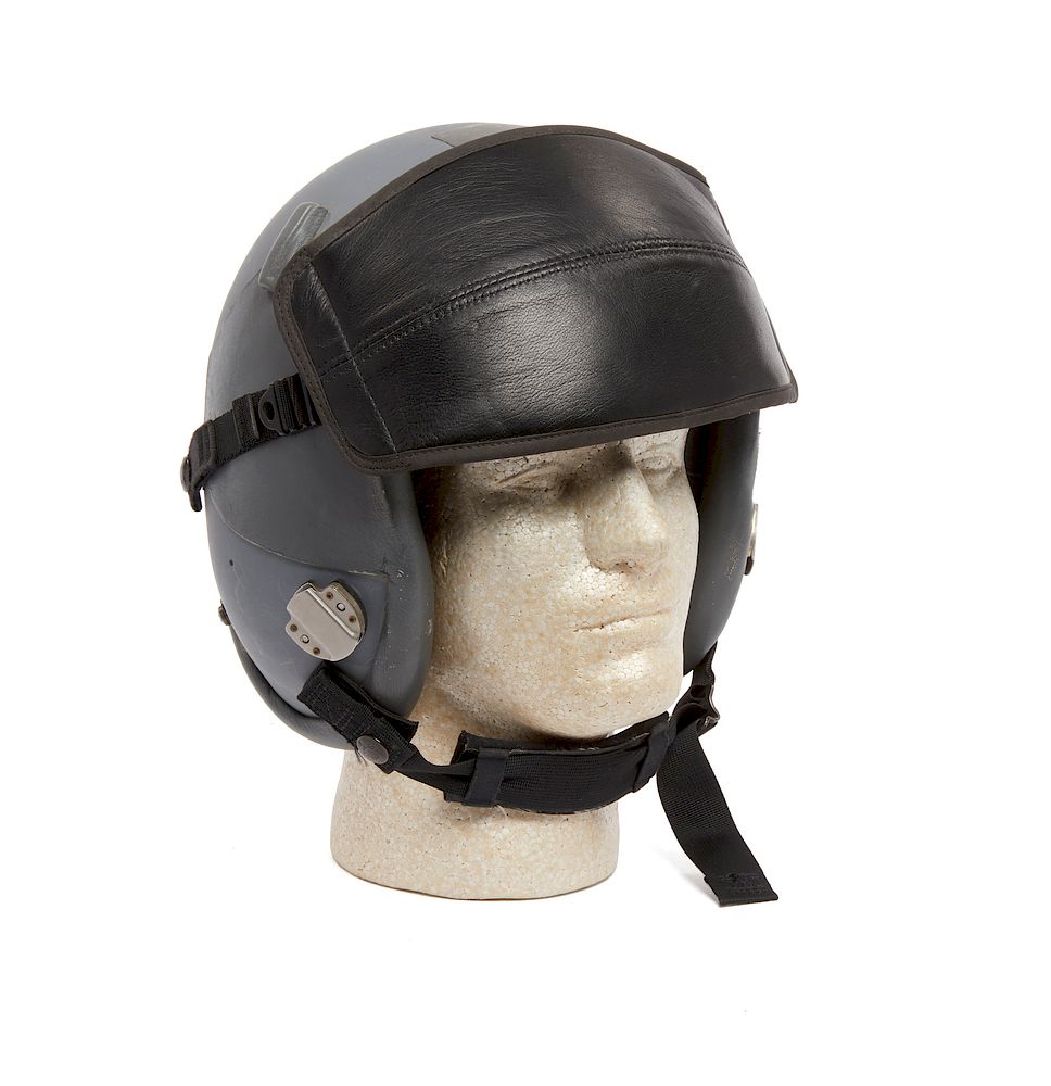 Appraisal: U S Tactical Gray Flight Helmet and Black Leather Covered