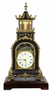 Appraisal: Chinese triple fusee mounted bracket clock with automaton Chinese triple