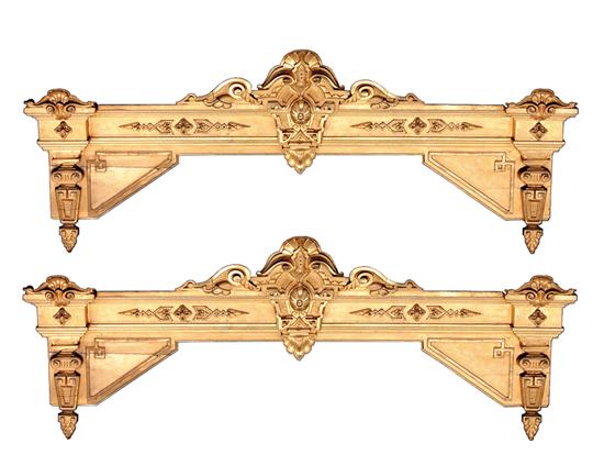 Appraisal: Pair Renaissance Revival giltwood valances th century blocked and molded