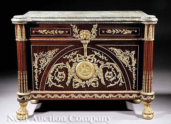 Appraisal: A Louis XVI-Style Gilt Bronze-Mounted Mahogany Commode Vantaux in the