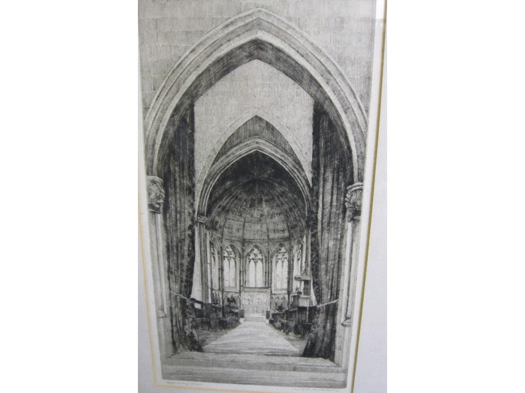 Appraisal: WILFRED CRAWFORD APPLEBY etching 'Clifton College Chapel' signed and entitled