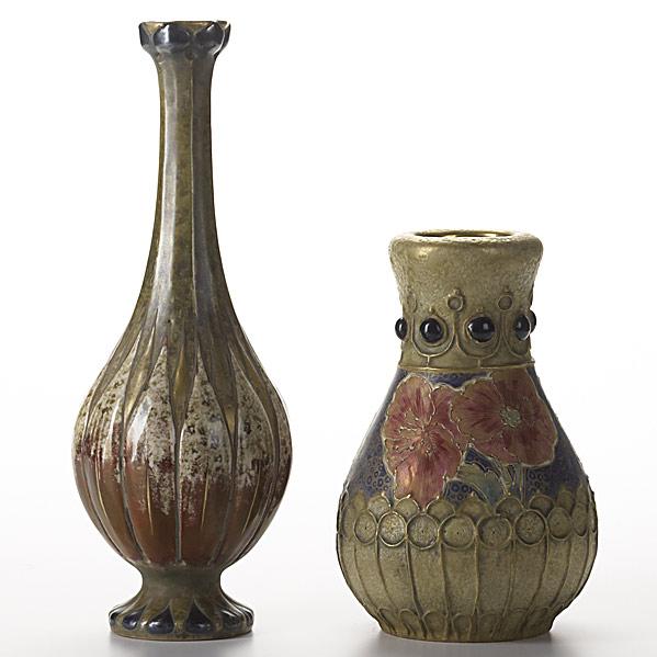 Appraisal: RIESSNER STELLMACHER KESSELTwo Amphora ceramic vasesShorter stamped AMPHORA CROWN taller