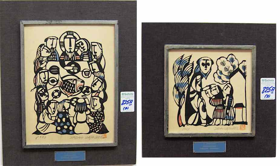 Appraisal: SADAO WATANABE TWO COLOR WOODCUTS heightened with gouache Japanese born