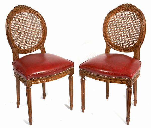 Appraisal: A set of six Louis XVI style beechwood dining chairs