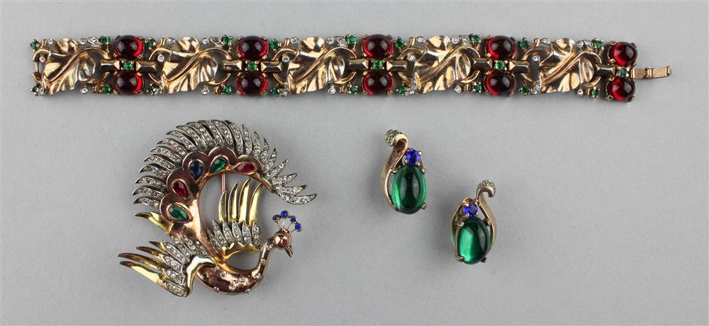 Appraisal: TRIFARI'S ALFRED PHILLIPE STERLING BRACELET FUR CLIP AND EARRINGS link