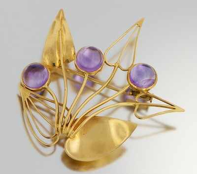 Appraisal: A Swedish k Gold and Amethyst Brooch k yellow gold