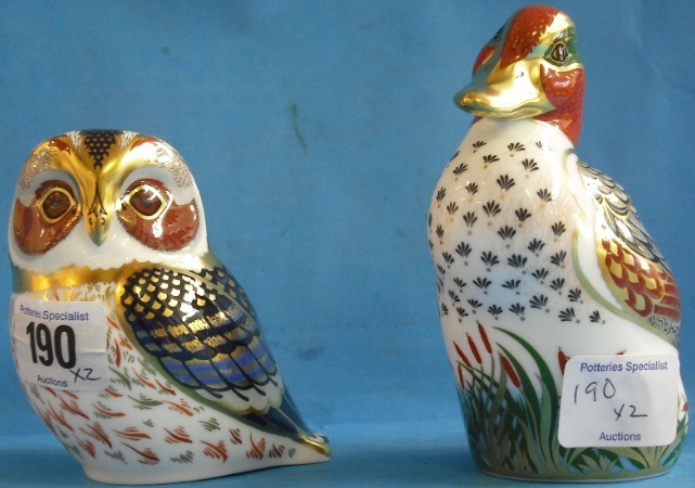 Appraisal: Royal Crown Derby Paperweights Green Winged Teal and Tawny Owl