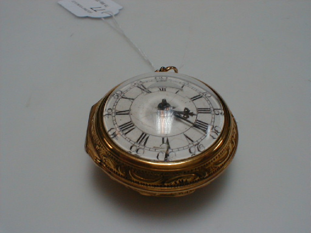 Appraisal: A Georgian yellow metal pair cased pocket watch with enamelled