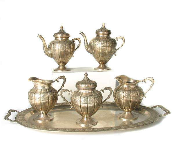 Appraisal: Silver and Silverplate Comprising coffee pot teapot sugar bowl with