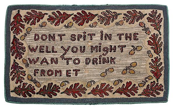 Appraisal: AMERICAN HOOKED RUG WITH COMIC VERSE early th century in