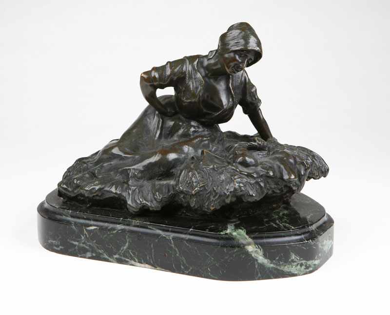 Appraisal: After Jean Chateignon patinated bronze figural group of a mother