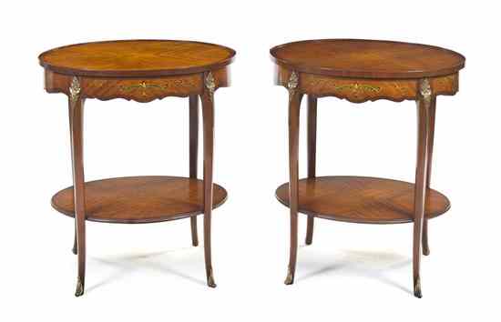 Appraisal: A Pair of Louis XV Style Marquetry and Jasperware Inset