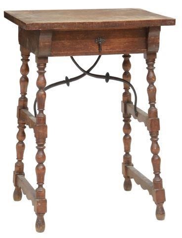 Appraisal: Spanish Baroque style walnut work side table th c having