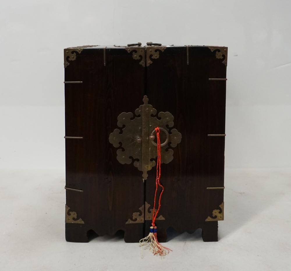 Appraisal: Chinese Brass Mounted Hardwood Traveling Apothecary Chest