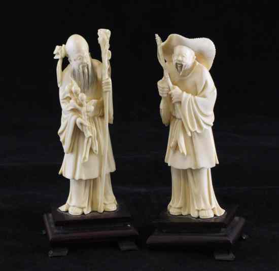 Appraisal: Two Chinese ivory figures second quarter th century one depicting