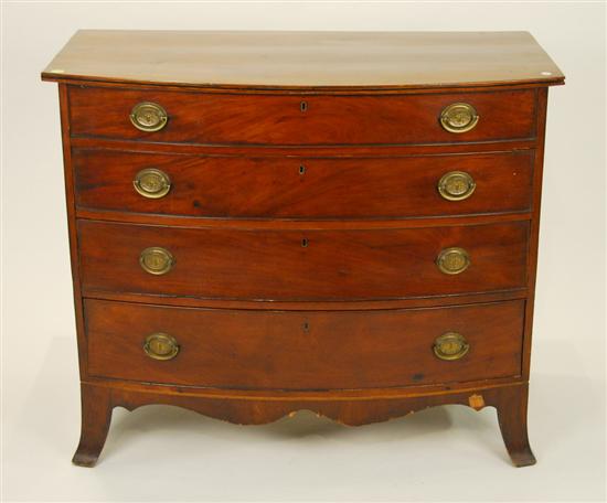 Appraisal: MAHOGANY FEDERAL INLAID BOW FRONT FOUR DRAWER CHEST OF DRAWERS