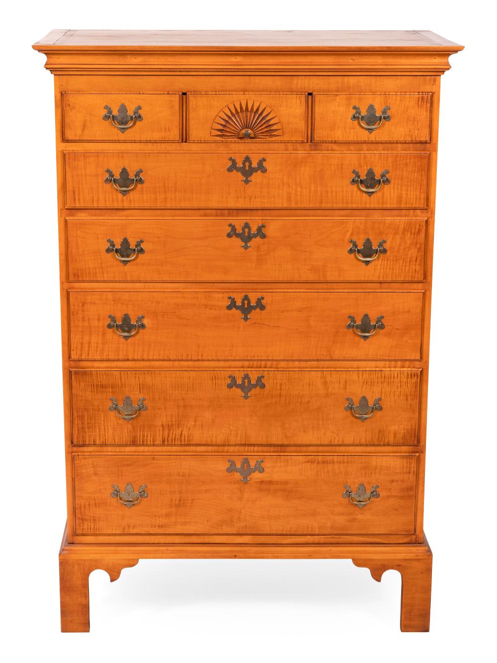 Appraisal: ELDRED WHEELER CHIPPENDALE-STYLE TALL CHEST MASSACHUSETTS TH CENTURY HEIGHT WIDTH