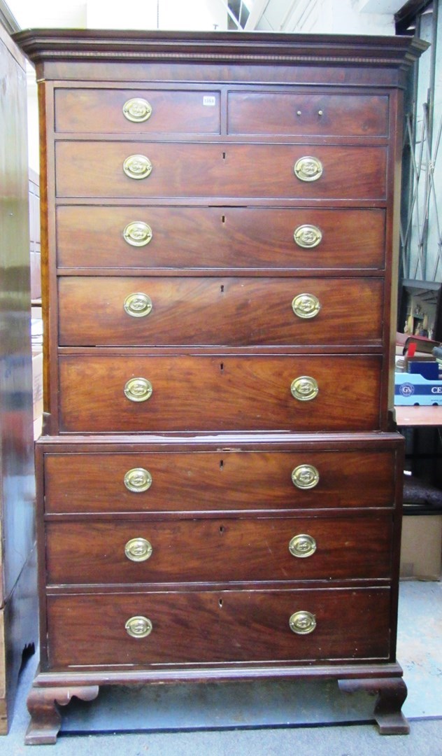 Appraisal: A George III chest on chest of two short and