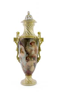 Appraisal: AN AUSTRIAN PORCELAIN LIDDED URN FRANZ DORFL Vienna Austria Late