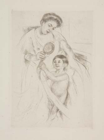 Appraisal: MARY CASSATT Looking into the Hand Mirror No Drypoint circa