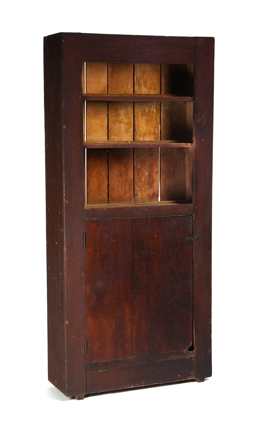 Appraisal: PRIMITIVE ONE-PIECE FLATWALL CUPBOARD American nd half- th century pine