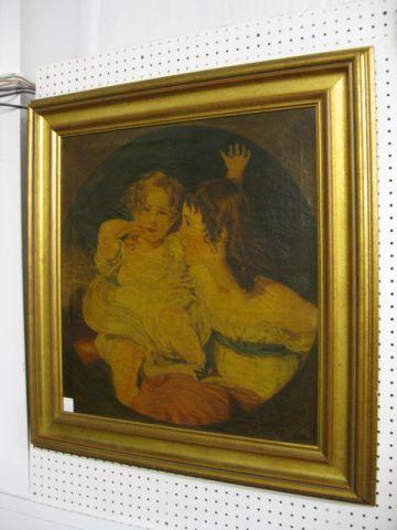 Appraisal: Victorian Oil on Canvas of Mother Child image area x