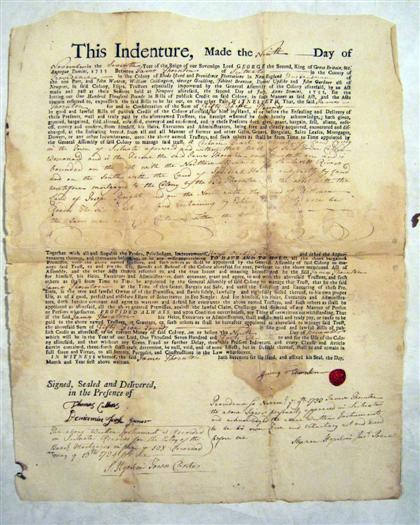 Appraisal: piece Document Signed Hopkins Stephen Providence Rhode Island p folio