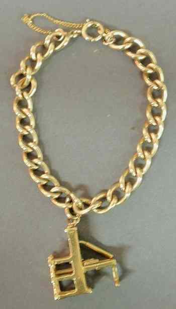 Appraisal: Gold charm bracelet k yg curb link chain supporting a