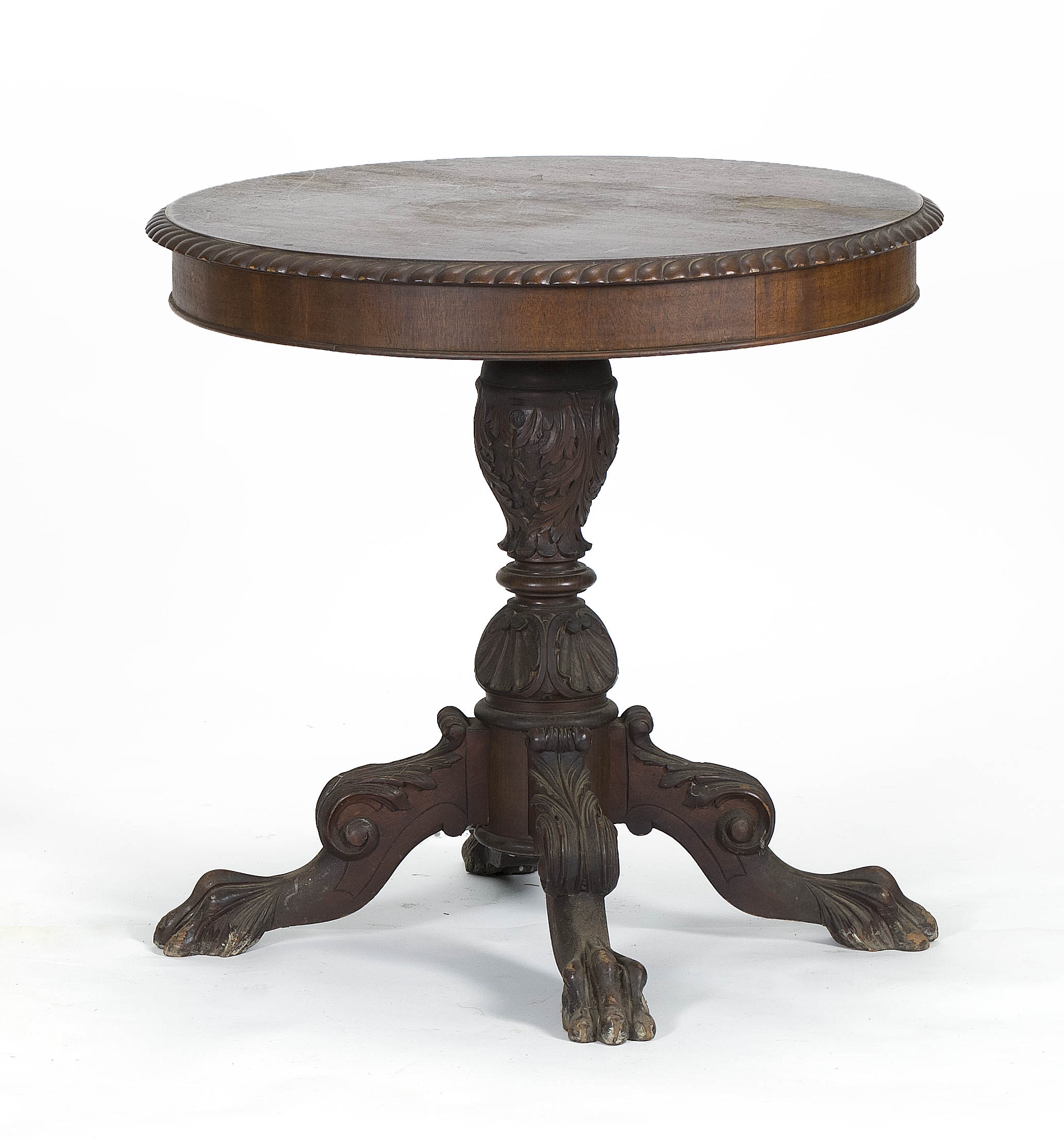 Appraisal: EARLY TH CENTURY INLAID CIRCULAR LAMP TABLE in mahogany Top